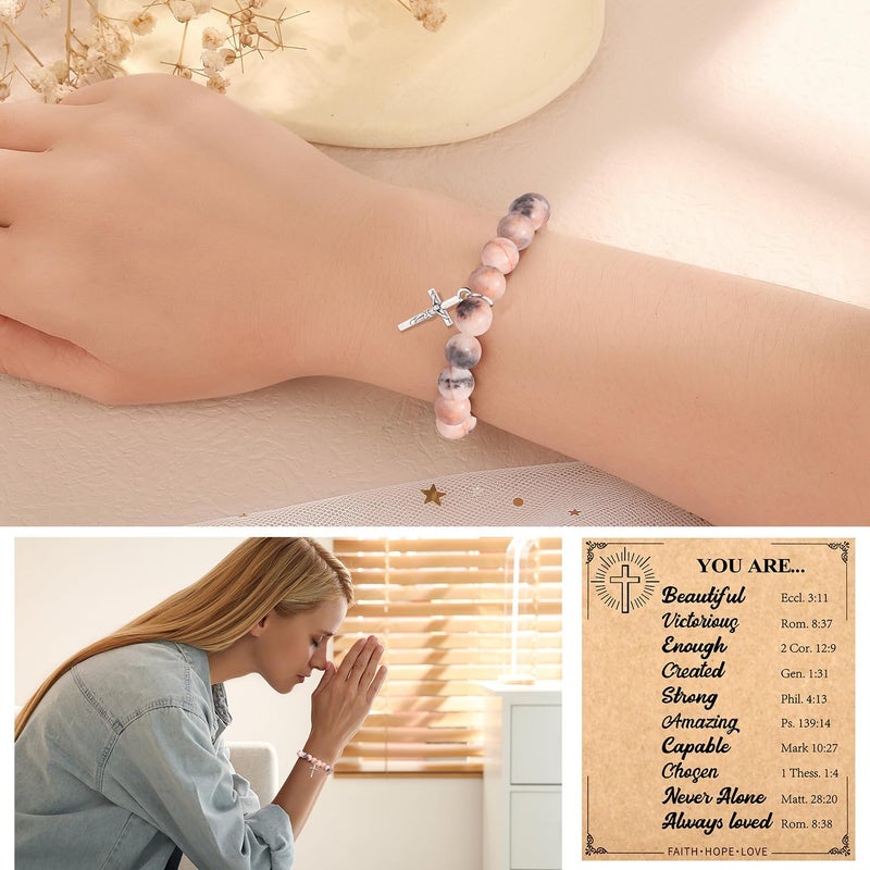 Paderast Christian Christmas Gifts for Women, Religious Cross Bracelet Gifts for Women/Daughter/Friend/Sister/Grandma/Granddaughter/Godmother/Her, Inspirational Birthday Faith Based Jewelry Stocking Stuffers Gifts - Image 2